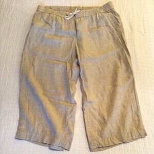 Talbots Washed Linen Wide Leg Crop Pants